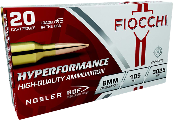 FIOCCHI HYPERPERFORMANCE 6MM CREEDMOOR, 105gr, NRDF - 20 rounds [MPN: 6CMRD]