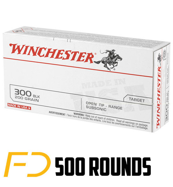 Winchester .300 AAC BLACKOUT, 200gr, OT - 500 Rounds [MPN: USA300BLKX]