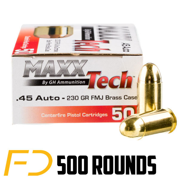Maxxtech .45 ACP, 230gr, FMJ - 500 rounds [MPN: PTGB45B]