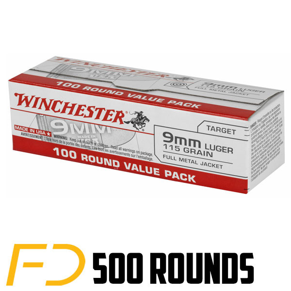 Winchester 9MM, 115gr, FMJ - 500 Rounds [MPN: USA9MMVPY] (20892212978) - Free Shipping