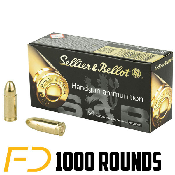 Sellier & Bellot 9MM, 115gr, FMJ - 1000 rounds (FDS)