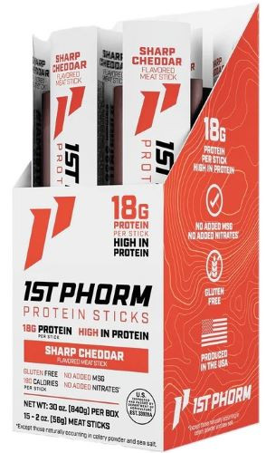 1st Phorm Protein Beef Sticks  Sharp Cheddar 15