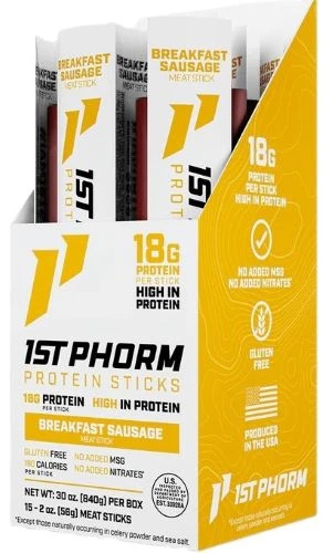 1st Phorm Protein Beef Sticks  Breakfast Sausage 15