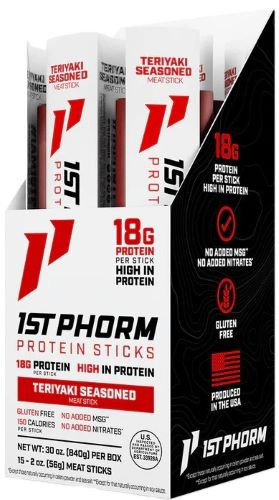 1st Phorm Protein Beef Sticks  Teriyaki Seasoned 15