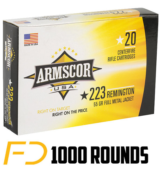 Armscor .223 REM, 55gr, FMJ - 1000 Round Case