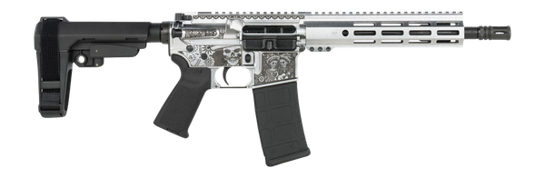 Shark Coast Tactical Day Of The Dead 5.56 Nato, 10.5" Barrel, 30 rnd - Silver Engraved [MPN:SCC07374DOD-P]