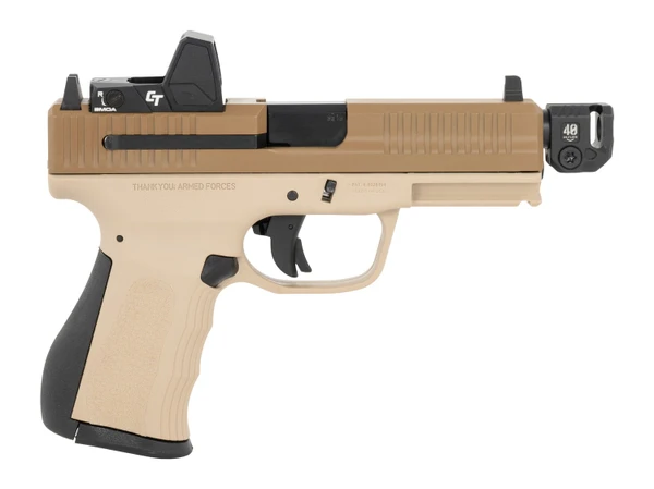 FMK Firearms G3 Strike 9mm, 4.5" Threaded Barrel, SI Seeker Red Dot, 14 rnd - Desert Tan [MPN:FMKG39DSBSTR]