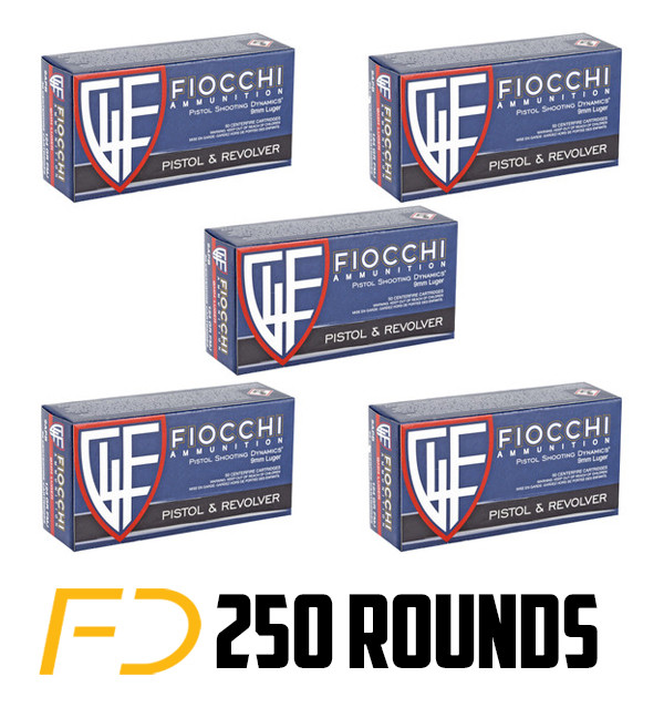 Image of Fiocchi Shooting Dynamics 9MM, 115gr, FMJ - 250 Rounds