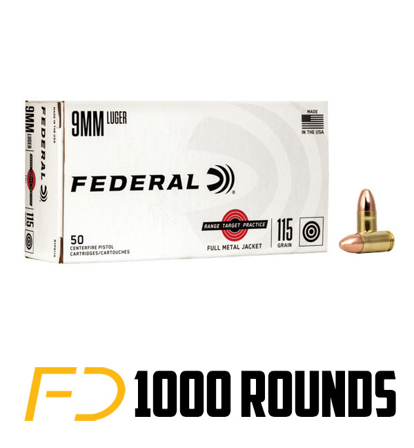 Image of Federal Range and Target 9MM, 115gr, FMJ - 1000 Rounds (Case)