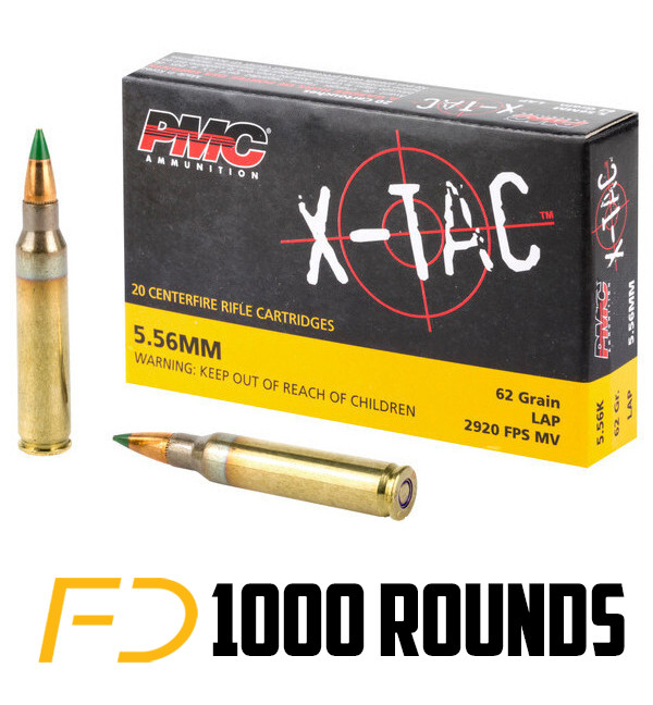 Image of PMC X-Tac 5.56X45MM, 62gr, Green Tip - 1000 Rounds (Case)
