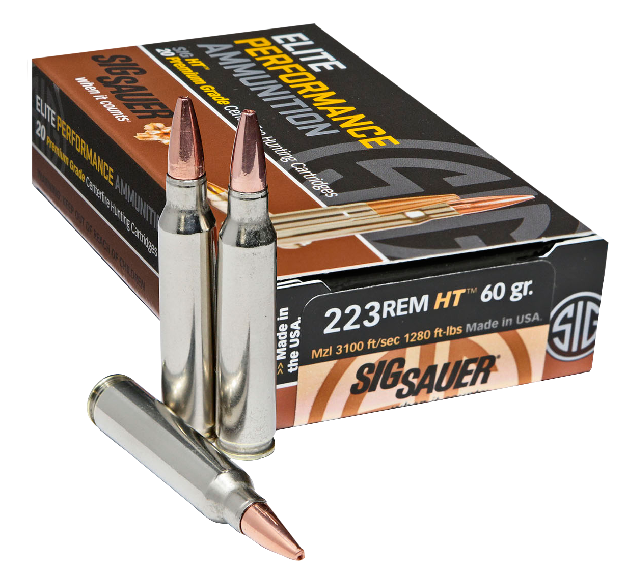 Image of Sig Sauer Elite Copper Hunting .223 REM, 60gr, JHP - 20 Rounds [MPN: E223H120]