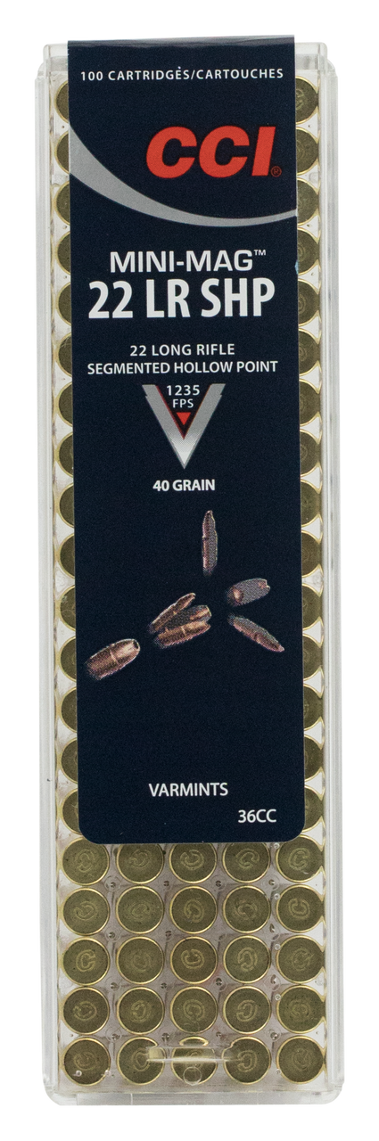 Image of CCI Mini-Mag .22 LR, 40gr, Segmented HP - 100 Rounds [MPN: 36CC]