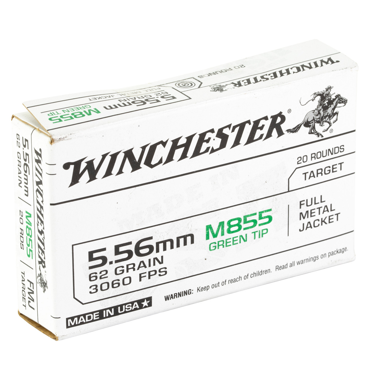 Image of Winchester 5.56X45MM, 62gr, Green Tip - 20 Rounds [MPN: WM855K]