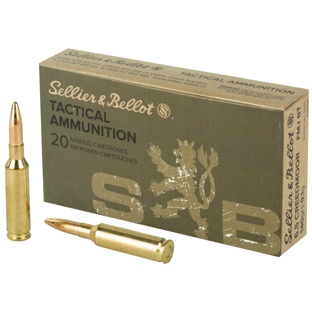 Image of Sellier & Bellot 6.5 CREEDMOOR, 140gr, FMJ - 20 Rounds [MPN: SB65A]