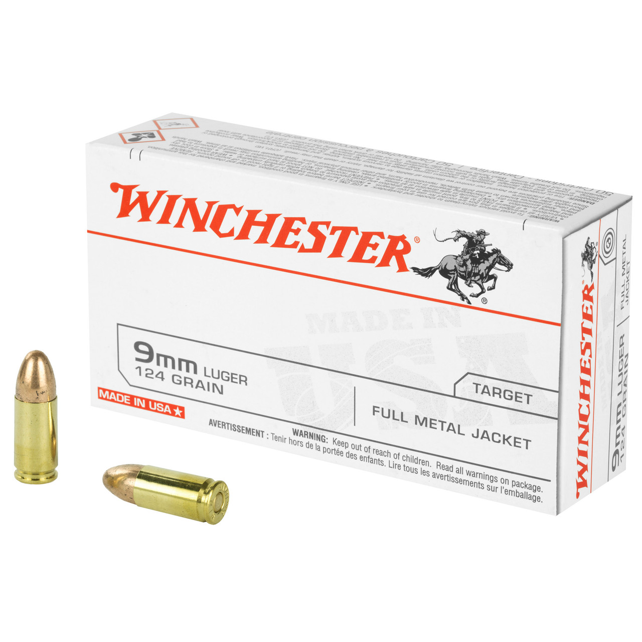 Image of Winchester 9MM, 124gr, FMJ - 50 Rounds [MPN: USA9MM]