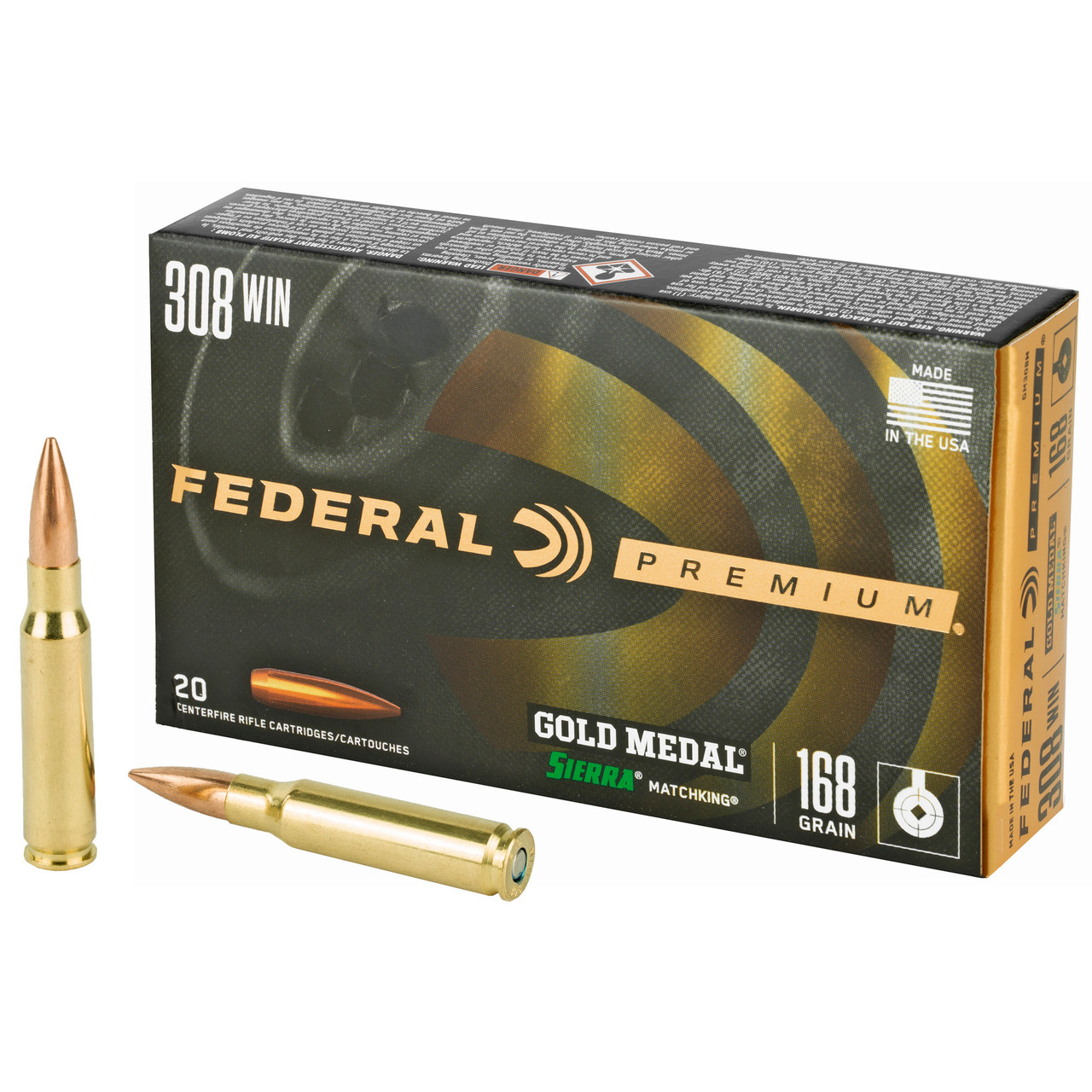Image of Federal Gold Medal .308 WIN/7.62 NATO, 168gr, HPBT - 20 Rounds [MPN: GM308M]