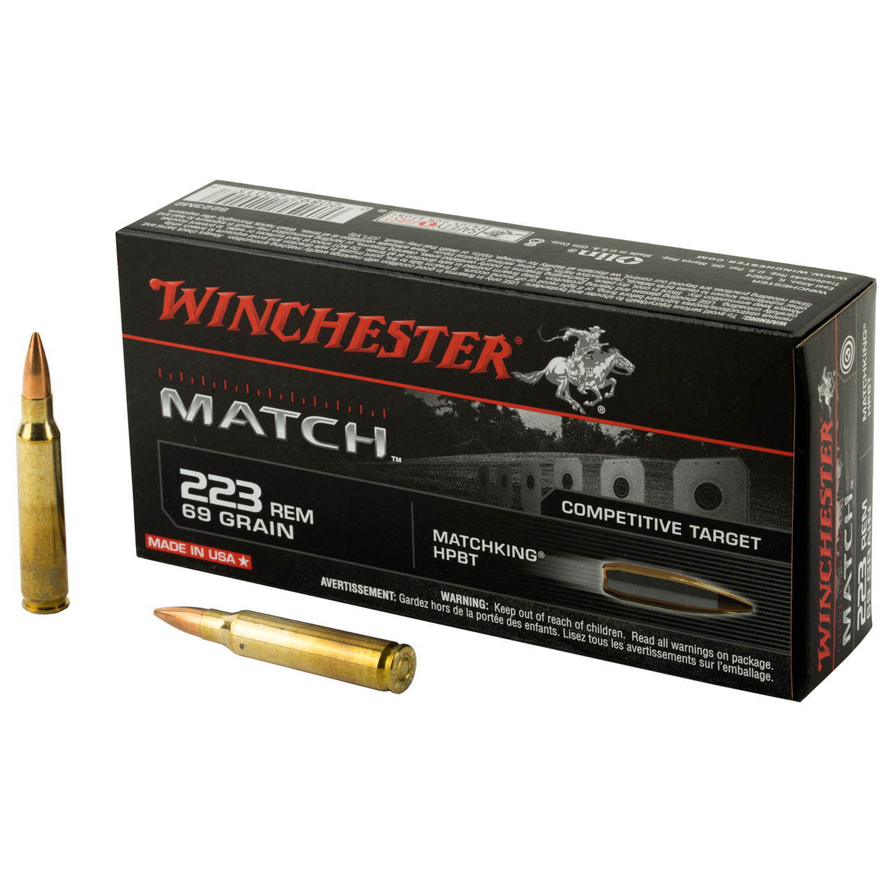 Image of Winchester Match .223 REM, 69gr, Sierra Matchking HPBT - 20 Rounds [MPN: S223M2]