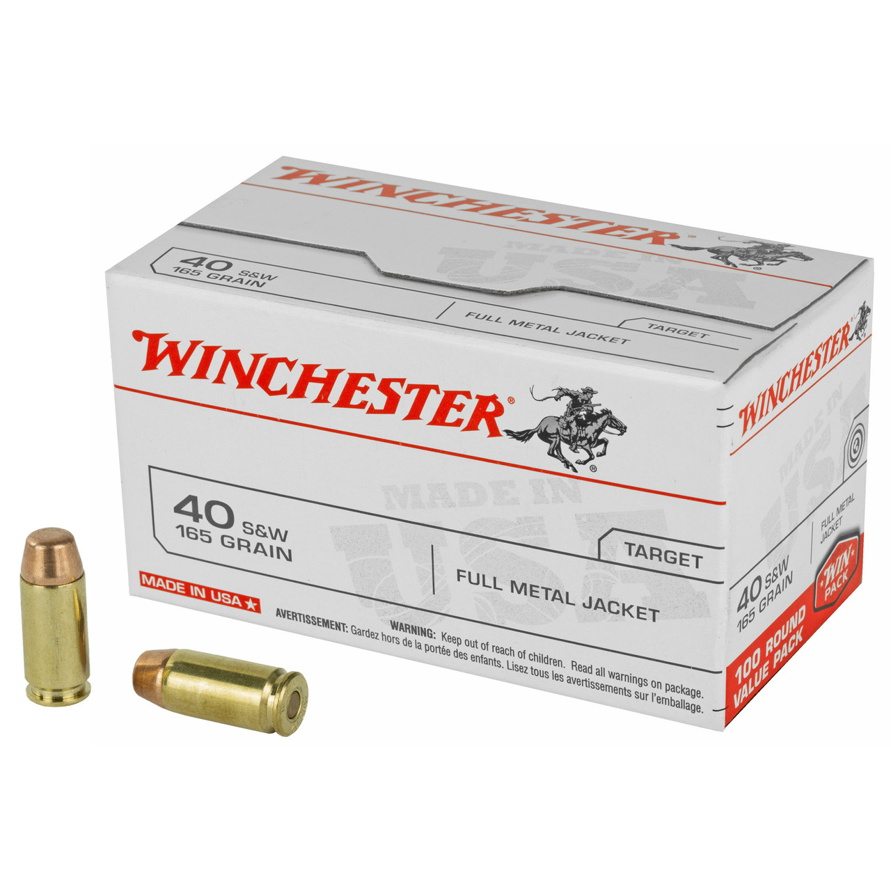 Image of Winchester .40 S&W, 165gr, FMJ - 100 Rounds [MPN: USA40SWVP]