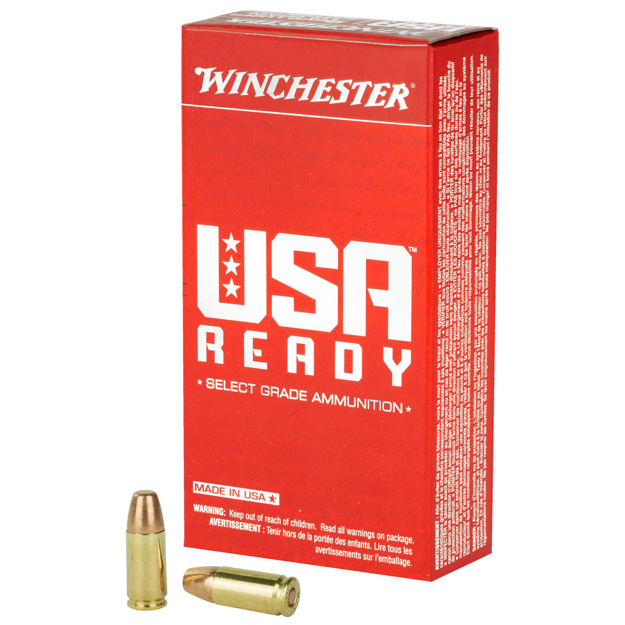Image of Winchester USA Ready 9MM, 115gr, FMJFN - 50 Rounds [MPN: RED9]