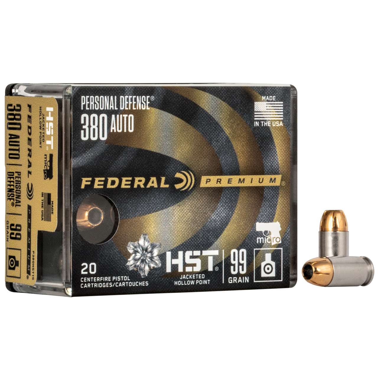Image of Federal Personal Defense .380 ACP, 99gr, HST - 20 Rounds [MPN: P380HST1S]