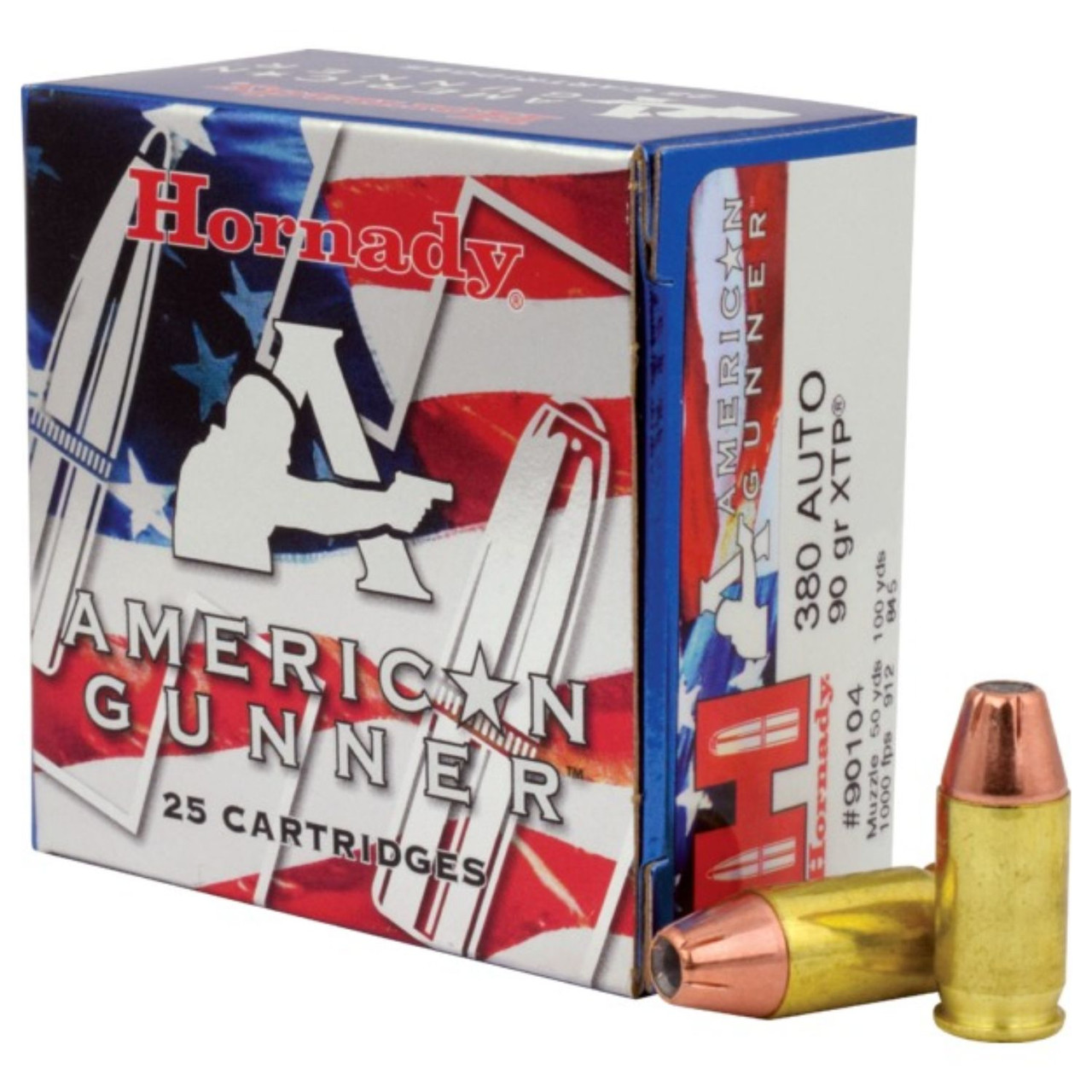 Image of Hornady American Gunner .380 ACP, 90gr, XTP - 25 Rounds [MPN: 90104]