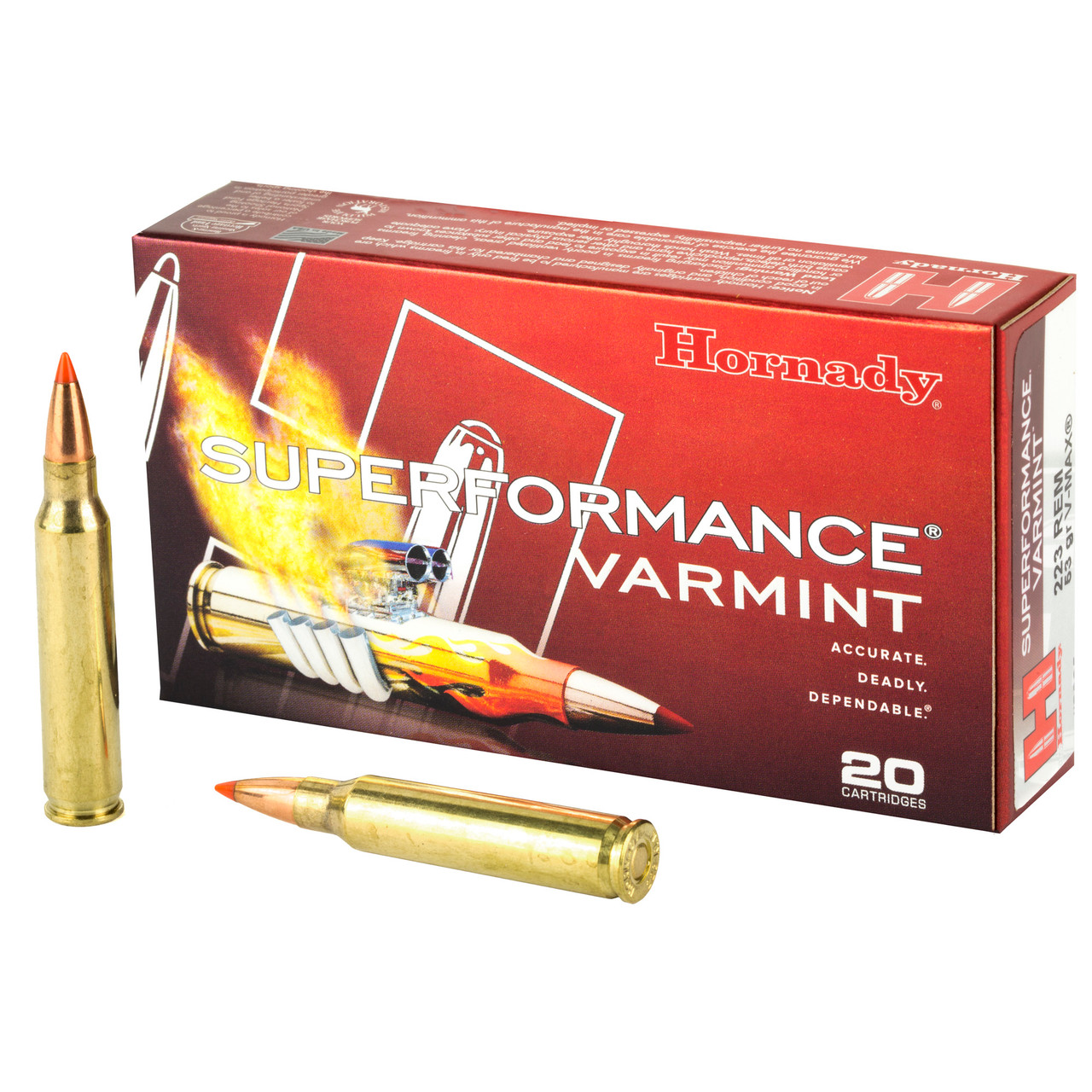 Image of Hornady Superformance .223 REM, 53gr, V-Max - 20 Rounds [MPN: 8025]