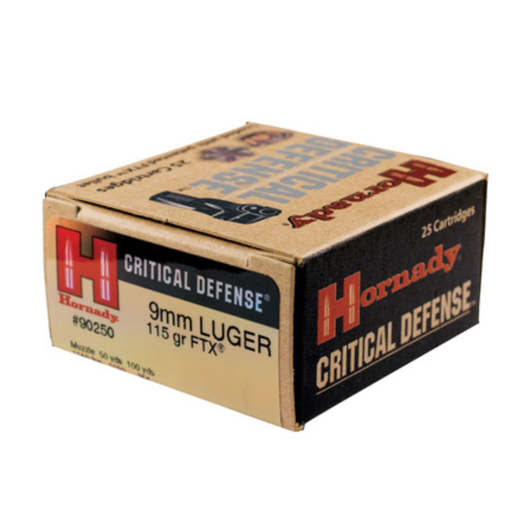Image of Hornady Critical Defense 9MM, 115gr, FTX - 25 Rounds [MPN: 90250]