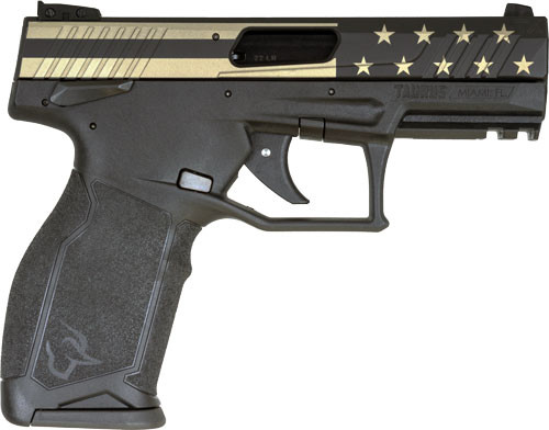 Image of Taurus, TX22, TALO Exclusive, Semi-automatic, Striker Fired, 22 LR, 4" Threaded Barrel, Polymer Frame, Black Color, Laser Engraved US Flag, 10Rd, 2 Magazines