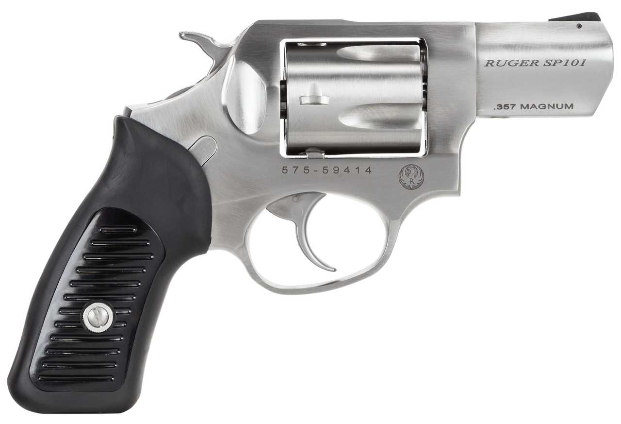 Image of Ruger 5718 SP101 Standard 357 Mag 5rd 2.25" Satin Stainless Steel Black Rubber with Integrated Synthetic Insert Grip Fixed Sights