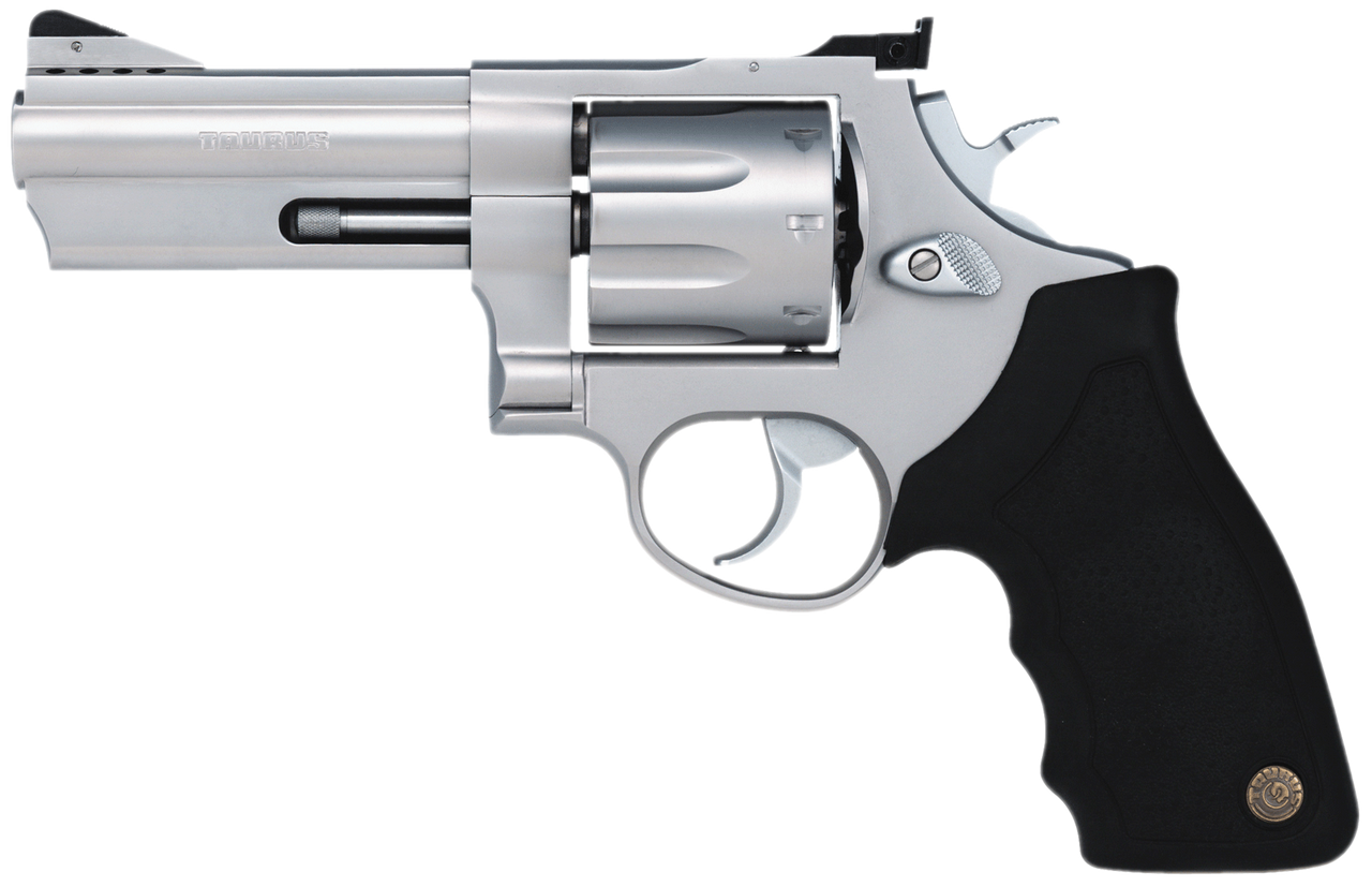 Image of Taurus 2-608049 608 Standard 357 Mag 8rd 4" Matte Stainless Steel Black Rubber Grip