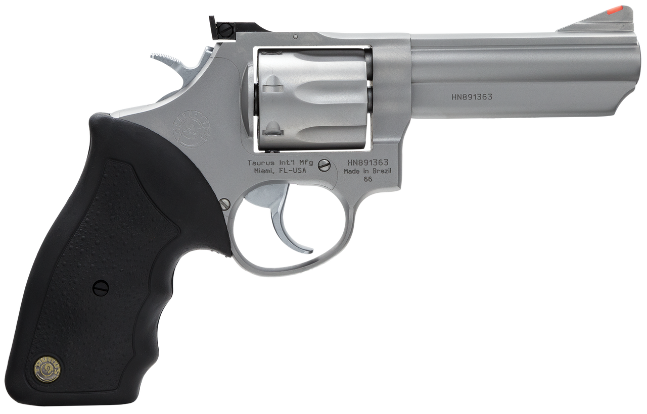 Image of Taurus 2-660049 66 Standard 357 Mag 7rd 4" Matte Stainless Steel Black Rubber Grip