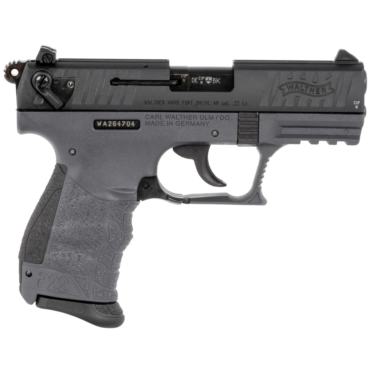 Image of Walther P22Q .22 LR, 3.42" barrel, 10 rnd, Manual Safety - Tungsten [MPN:5120765]
