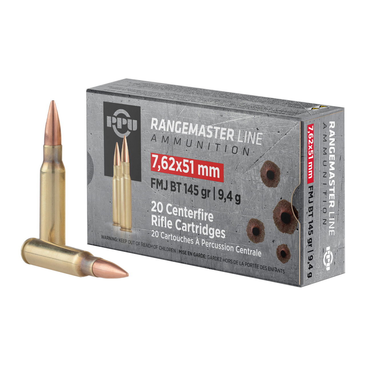 Image of PPU Rangemaster .308 WIN/7.62 NATO, 145gr, FMJ - 20 Rounds [MPN: PPRM762]