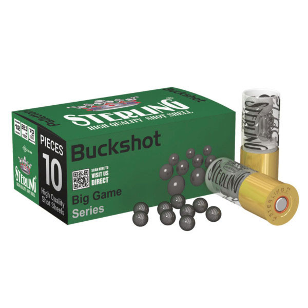 Image of Sterling Buckshot 12 GA, 2-3/4in. 9 Pellet 00 Buckshot - 10 Rounds [MPN: AM3379]