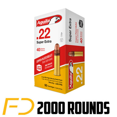 Aguila High Velocity .22 LR, 40gr., LRN - 2000 Rounds [MPN: A1B220328] - Free Shipping
