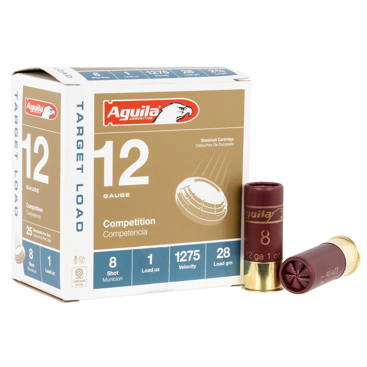 Image of Aguila Competition 12 GA, 2-3/4in., 1oz., #8 Shot - 25 Rounds [MPN: 1CHB1328]