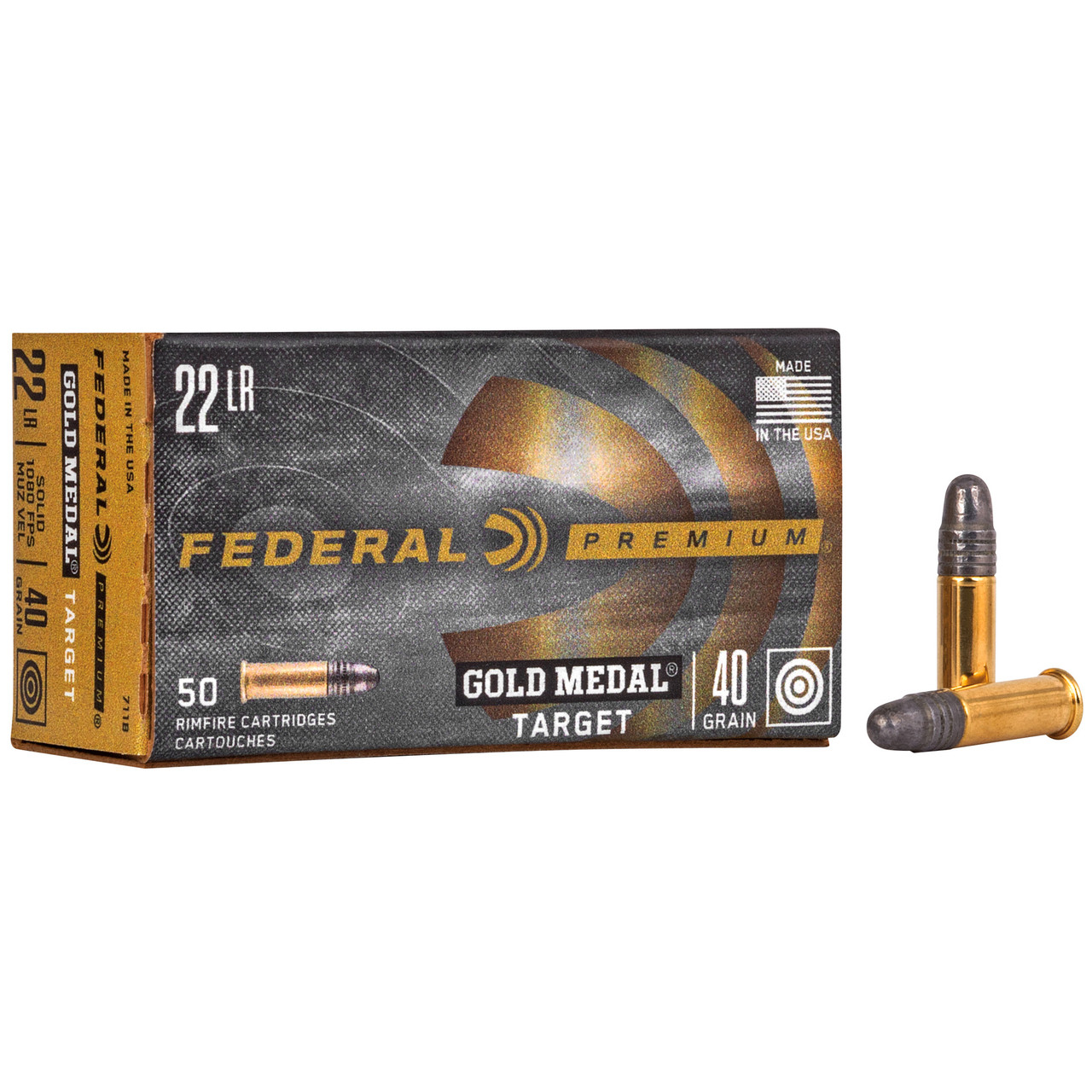Image of Federal Gold Medal .22 LR, 40gr, LRN - 50 Rounds [MPN: 711B]