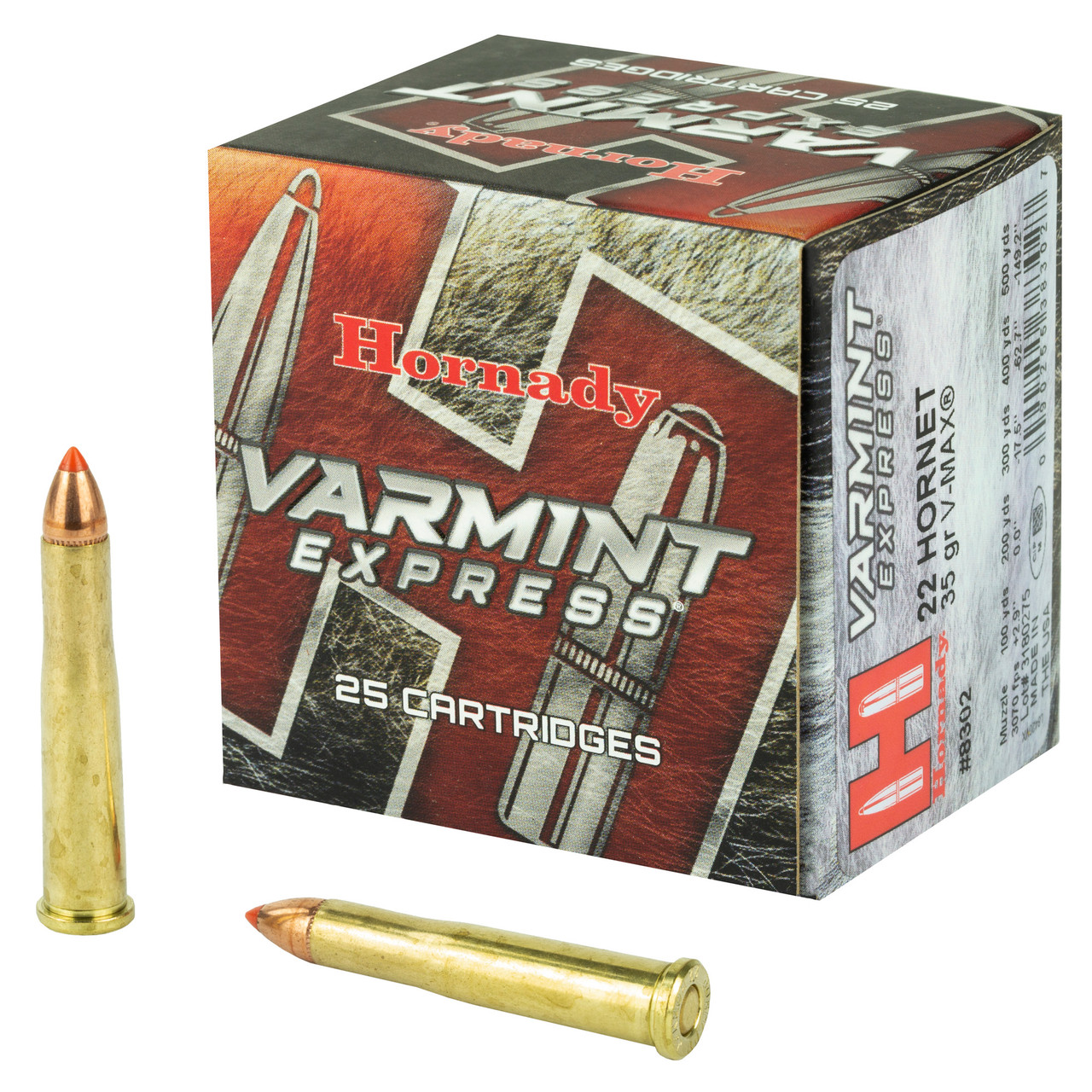 Image of Hornady Varmint Express .22 HORNET, 35gr, V-MAX - 25 Rounds [MPN: 8302]