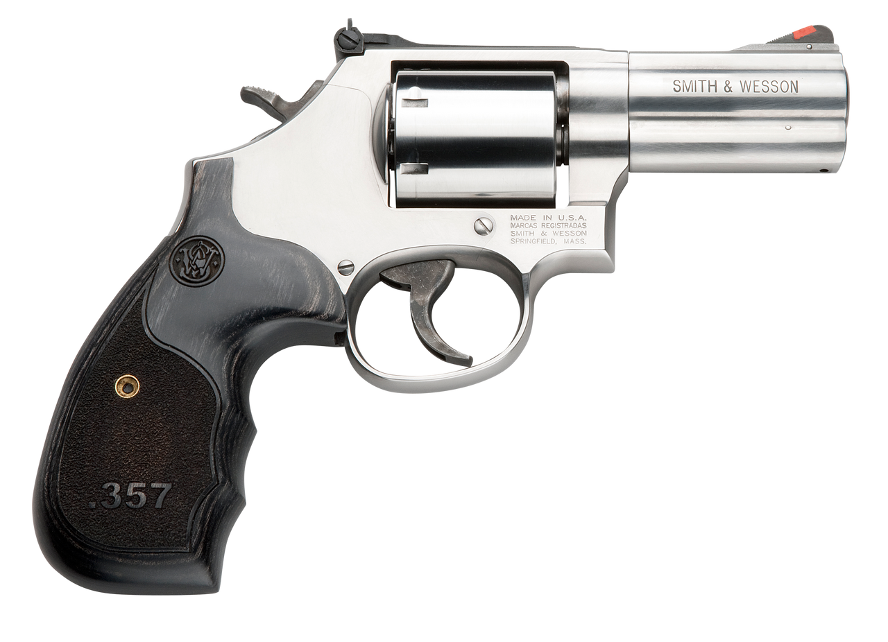 Image of Smith & Wesson 150853 686 Plus 357 Mag 7rd 3" Stainless Steel Black & Silver Custom Wood Grip