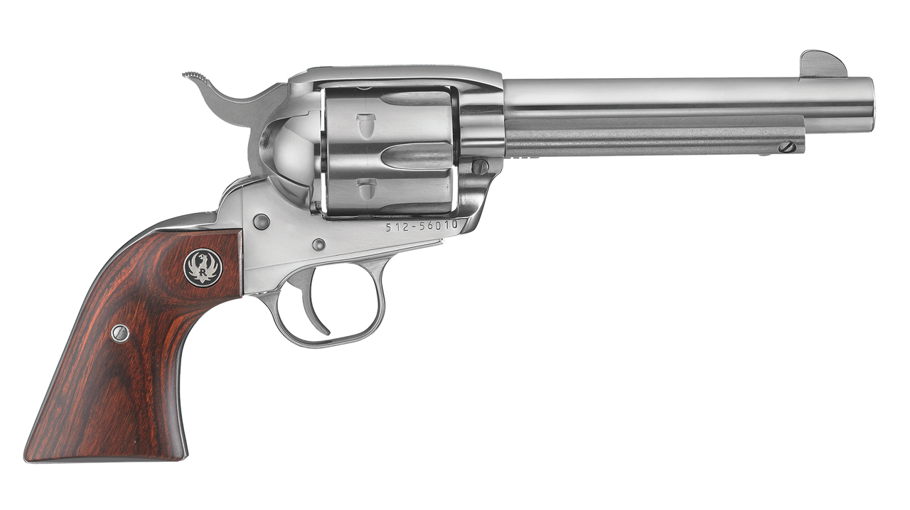 Image of Ruger Vaquero 357 Magnum Caliber with 5.50" Barrel, 6rd Capacity Cylinder, Overall High Gloss Finish Stainless Steel & Rosewood Grip 5108