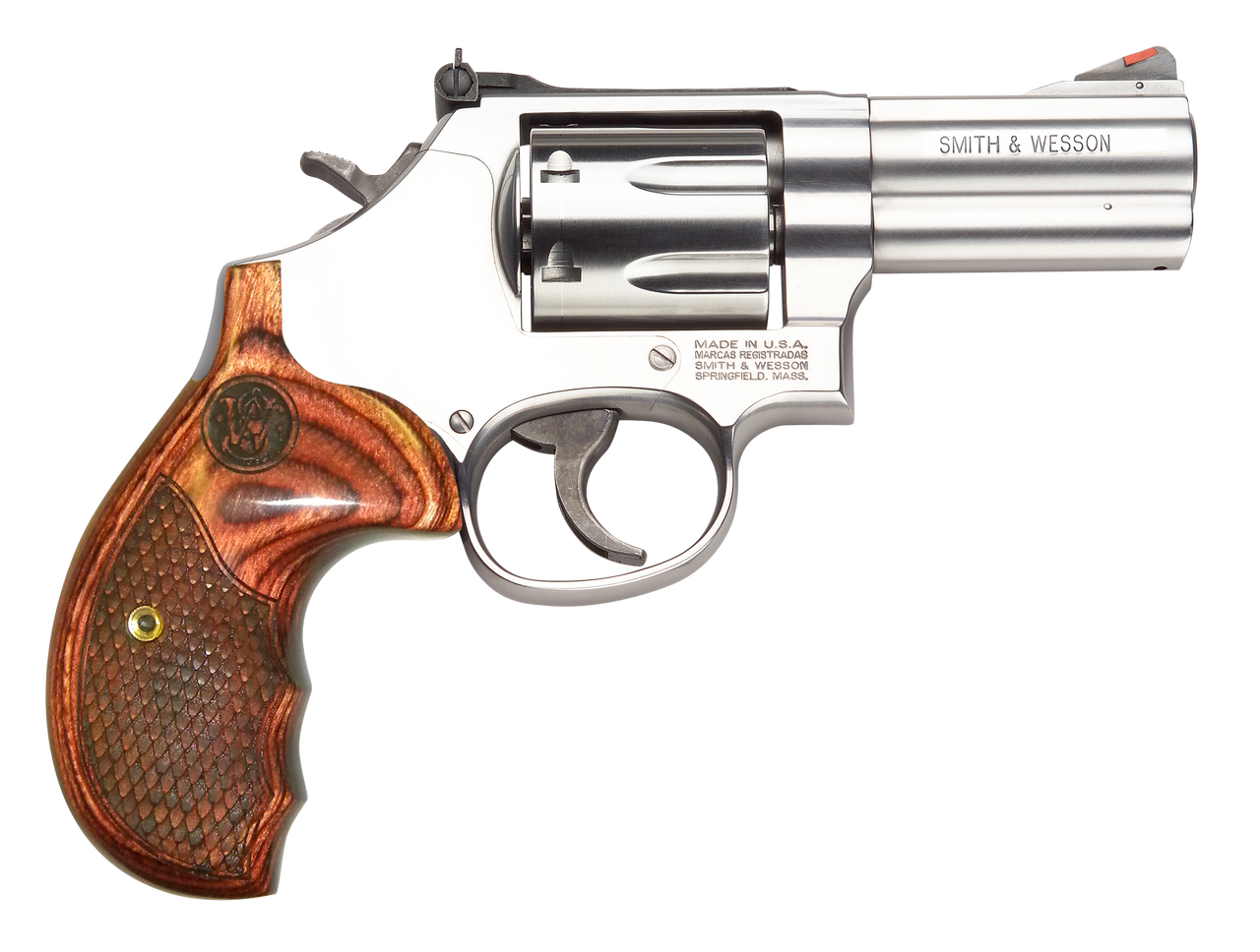 Image of Smith & Wesson 150713 686 Plus Deluxe 357 Mag 7rd 3" Stainless Steel Textured Wood Grip