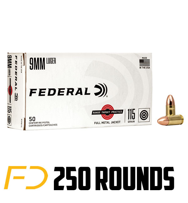 Image of Federal Range and Target 9MM, 115gr, FMJ - 250 Rounds