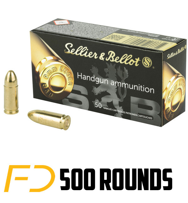 Image of Sellier & Bellot 9MM, 115gr, FMJ - 500 Rounds