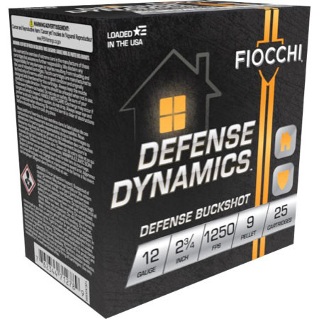 Image of Fiocchi Defense Dynamics 12 GA, 2-3/4in, 9 Pellet, 00 Buckshot - 25 Rounds [MPN: 12EX9P]