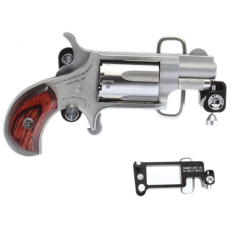 Image of North American Arms MiniRevolver .22 LR, 1.125" barrel, 5 rnd - Stainless Belt Buckle [MPN: NAA22LRBBS]