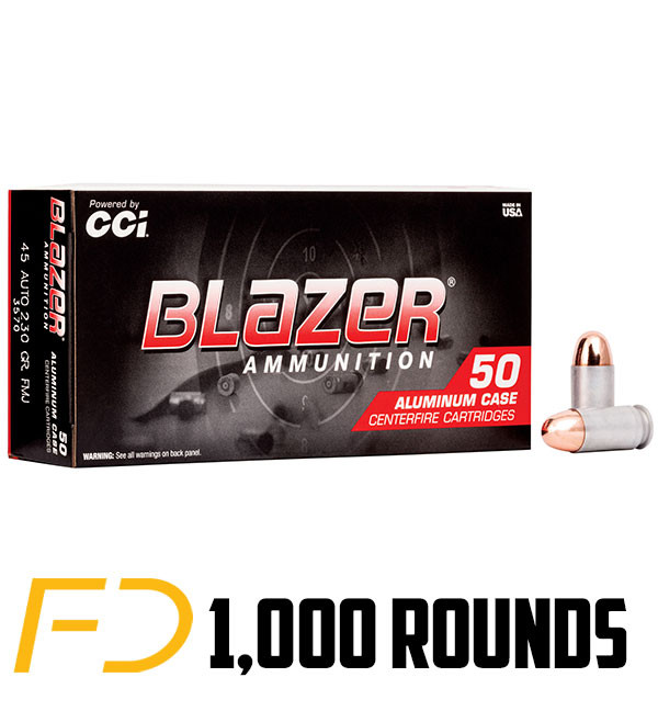 Image of Blazer Ammunition .45 ACP, 230gr, FMJ - 1000 Rounds (20 boxes of 50) [MPN: 3570] - Free Shipping