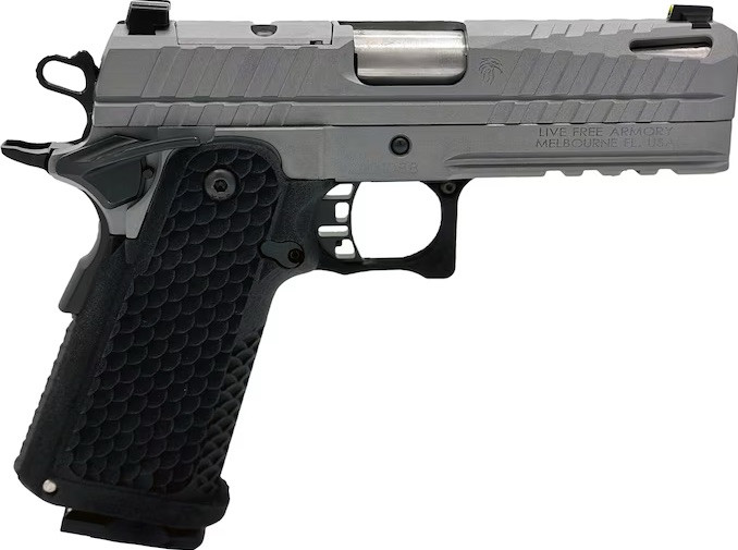 Image of Live Free Armory Apollo 11 Compact Frame 9mm Luger 17+1 4.15" Stainless Match Grade Bull Barrel, Elite Gray Cerakote Optic Cut/Serrated Slide [MPN: LFAPC81303]