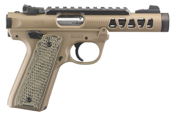 Image of Ruger Mark IV 22/45 Lite, .22LR, 4.4" Threaded Barrel, (2) 10-Rd, FDE Cerakote Receiver