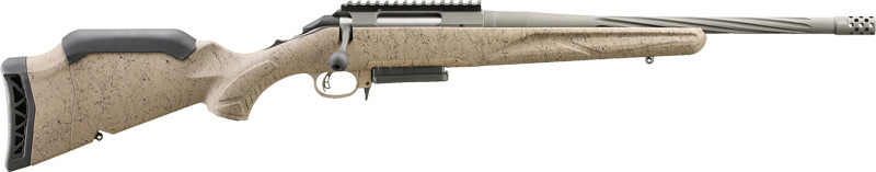 Image of Ruger American Ranch Gen II Full Size 308 Win 3+1 16" Cobalt Cerakote Spiral Fluted/Threaded Barrel, Picatinny Rail Steel Receiver, Flat Dark Earth Splatter Adjustable Synthetic Stock [MPN: 46929]