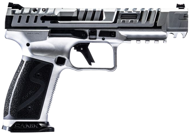 Image of CANIK, SFX Rival-S, 9MM, 5" Barrel, 18+1, Chrome Finish, Optics Ready, Fiber Optic Front Sight Striker Fire, Semi-automatic